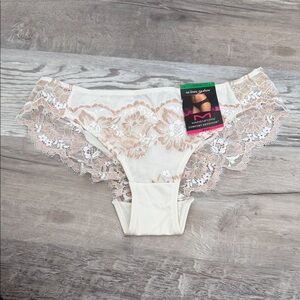 Maidenform Women's Lace Bikini Panty - Cream, Tan, Rose Gold size L